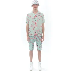 CAMP SHORT SLEEVE WOVEN SHIRT IN CHERRY BLOSSOM