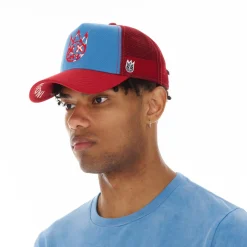 CLEAN LOGO MESH BACK TRUCKER CURVED VISOR IN VINTAGE BLUE