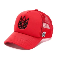 CLEAN SHIMUCHAN LOGO MESH BACK TRUCKER HAT IN HIGH RISK RED