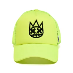 CLEAN SHIMUCHAN LOGO MESH BACK TRUCKER HAT IN NEON YELLOW