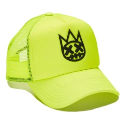 CLEAN SHIMUCHAN LOGO MESH BACK TRUCKER HAT IN NEON YELLOW
