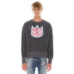 CREW NECK FLEECE IN CHARCOAL