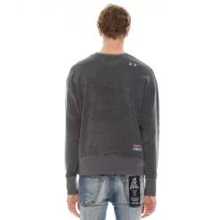 CREW NECK FLEECE IN CHARCOAL