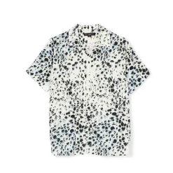 CUBAN SHORT SLEEVE WOVEN "LEOPARD" IN WHITE