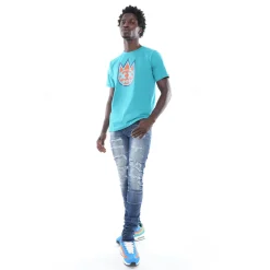 3D CLEAN SHIMUCHAN LOGO SHORT SLEEVE CREW NECK TEE IN TILE BLUE