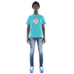 3D CLEAN SHIMUCHAN LOGO SHORT SLEEVE CREW NECK TEE IN TILE BLUE