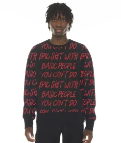 FRENCH TERRY CREWNECK SWEATSHIRT "CANT DO EPIC SHIT" IN BLACK