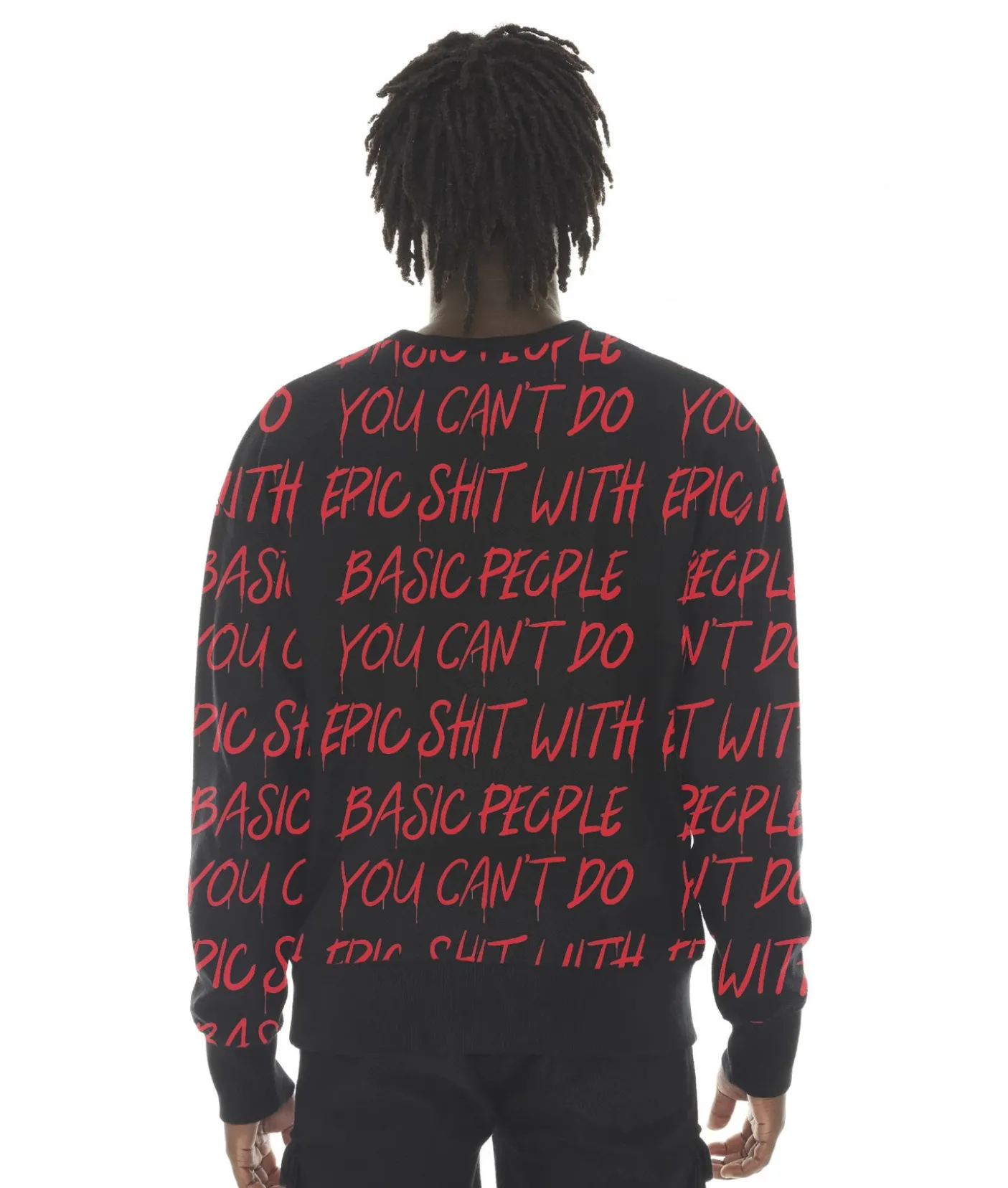 FRENCH TERRY CREWNECK SWEATSHIRT "CANT DO EPIC SHIT" IN BLACK