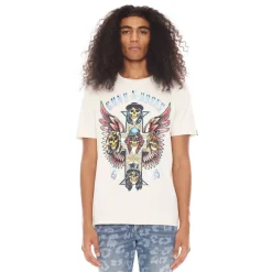 GUNS N ROSES SHORT SLEEVE CREW NECK TEE 26/1'S "GNR WINGS" IN WINTER WHITE