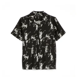 LUCKY BASTARD YAKUZA SHORT SLEEVE WOVEN "DANCING SKELETON" IN BLACK