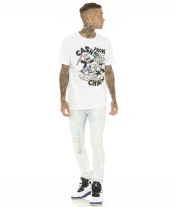 PUNK SUPER SKINNY STRETCH W/ BELT IN SKY