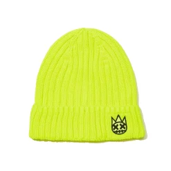 SHIMUCHAN LOGO KNIT HAT IN NEON YELLOW