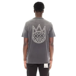 SHIMUCHAN LOGO SHORT SLEEVE CREW NECK T SHIRT IN VINTAGE CHARCOAL