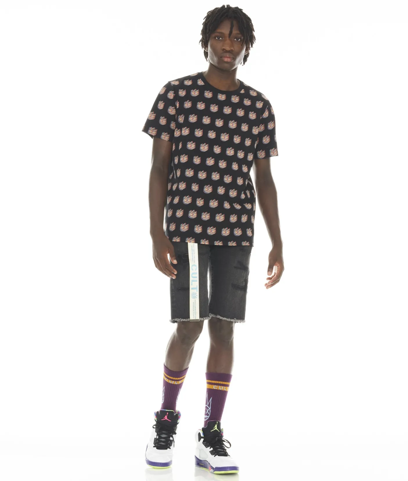 SHORT SLEEVE CREW NECK TEE " LOGO" IN MULTI