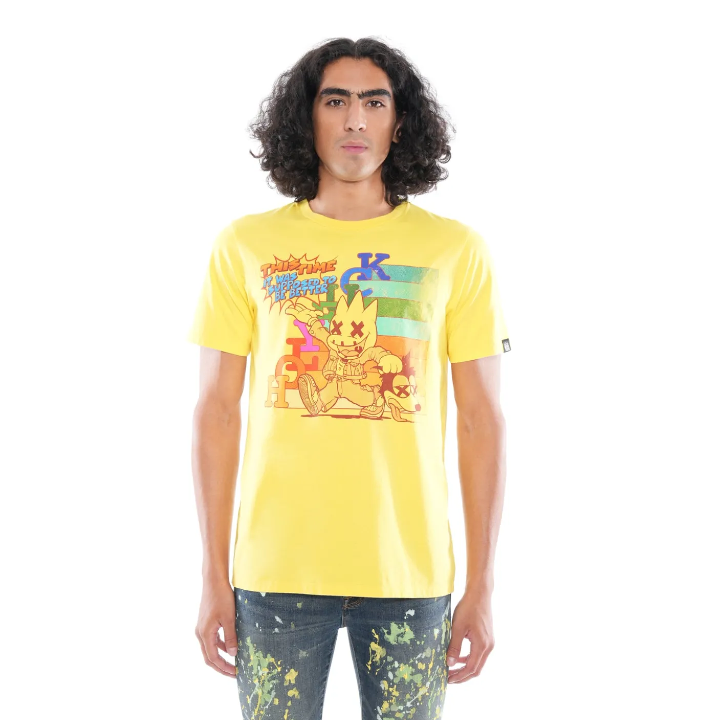 SHORT SLEEVE CREW NECK TEE "KILLER" IN MAIZE