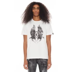 SHORT SLEEVE CREW NECK TEE 26/1'S "RAVEN" IN WHITE