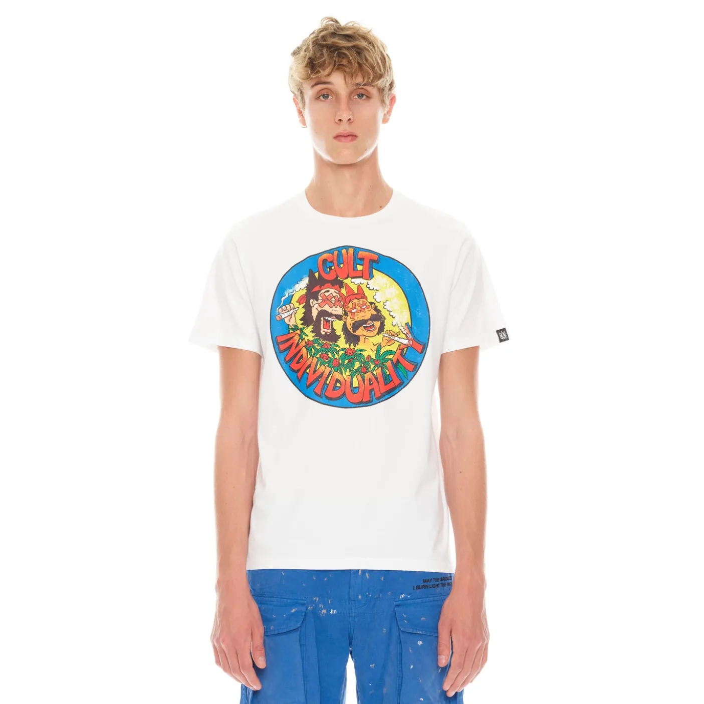 SHORT SLEEVE CREW NECK TEE 26/1'S "C&C" IN WHITE