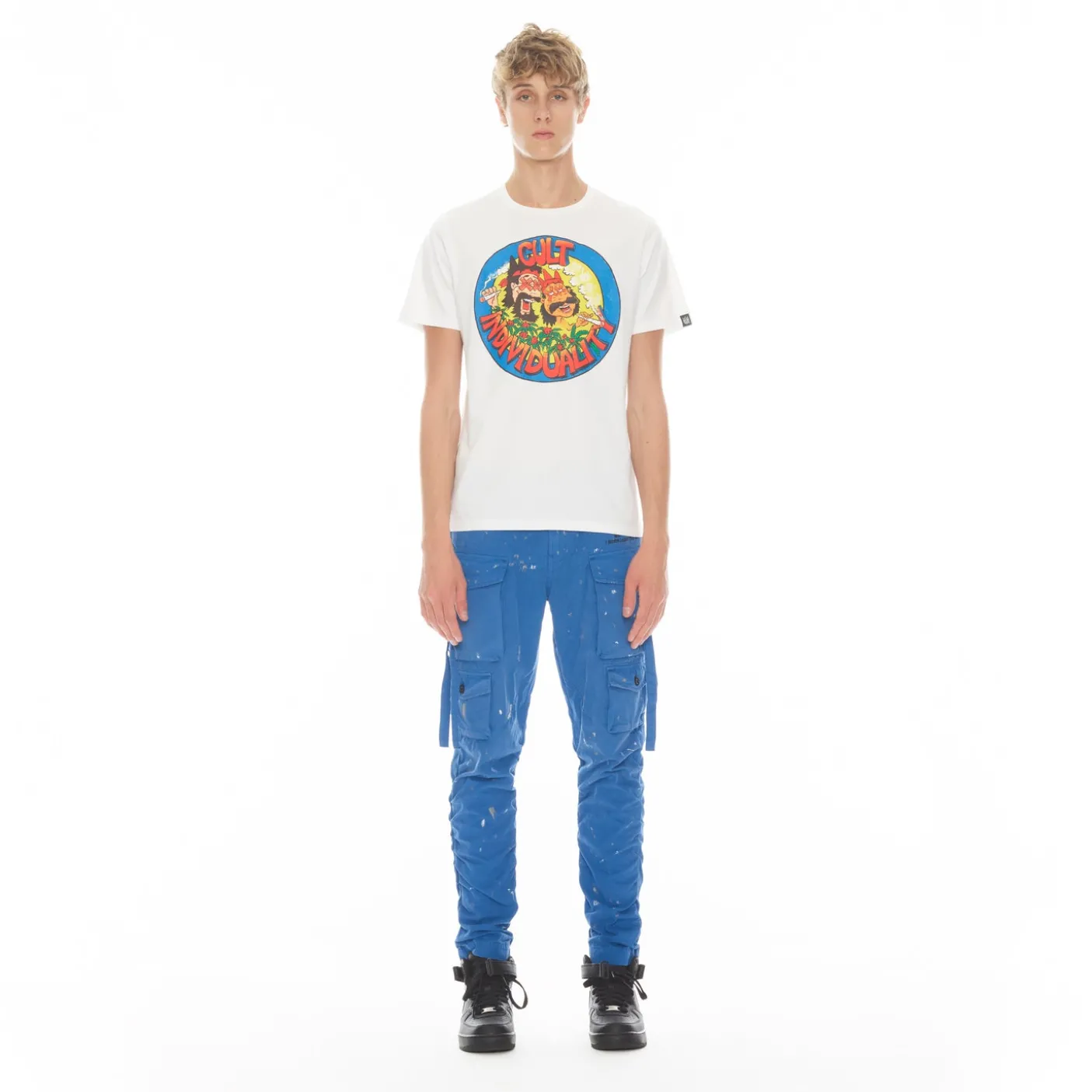 SHORT SLEEVE CREW NECK TEE 26/1'S "C&C" IN WHITE