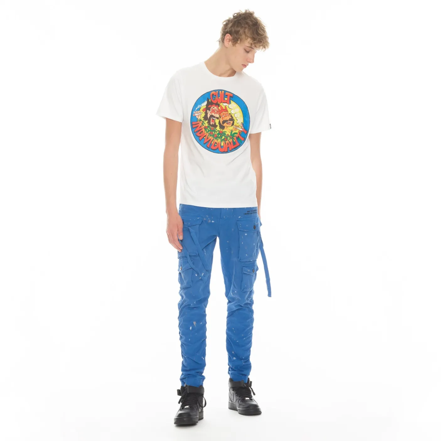 SHORT SLEEVE CREW NECK TEE 26/1'S "C&C" IN WHITE