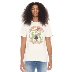 SHORT SLEEVE CREW NECK TEE 26/1'S "FRIEND IN WEED" IN WINTER WHITE