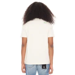 SHORT SLEEVE CREW NECK TEE 26/1'S "FRIEND IN WEED" IN WINTER WHITE