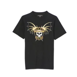 SHORT SLEEVE CREW NECK TEE "LUCKY BAT" IN BLACK