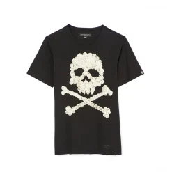 SHORT SLEEVE CREW NECK TEE "STAY SAFE" IN BLACK