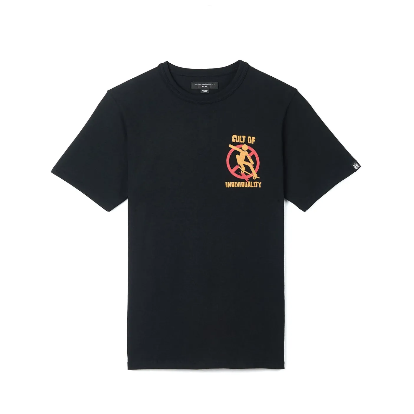 SHORT SLEEVE CREW NECK TEE "SAVE A SKATER" IN PIRATE BLACK