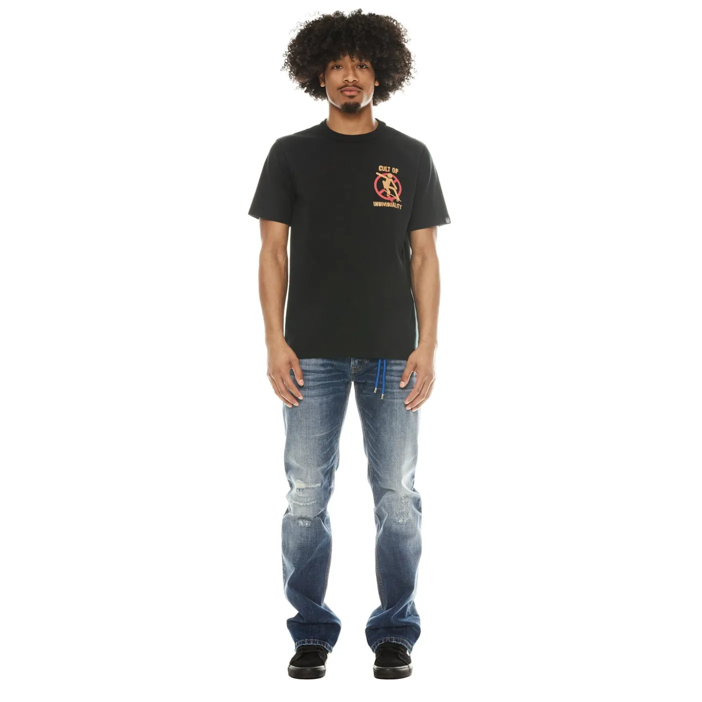 SHORT SLEEVE CREW NECK TEE "SAVE A SKATER" IN PIRATE BLACK