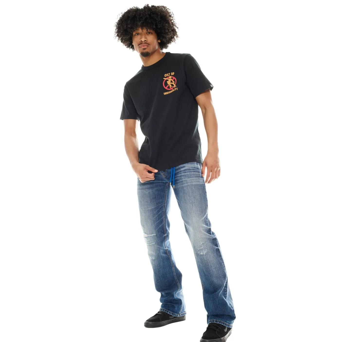 SHORT SLEEVE CREW NECK TEE "SAVE A SKATER" IN PIRATE BLACK
