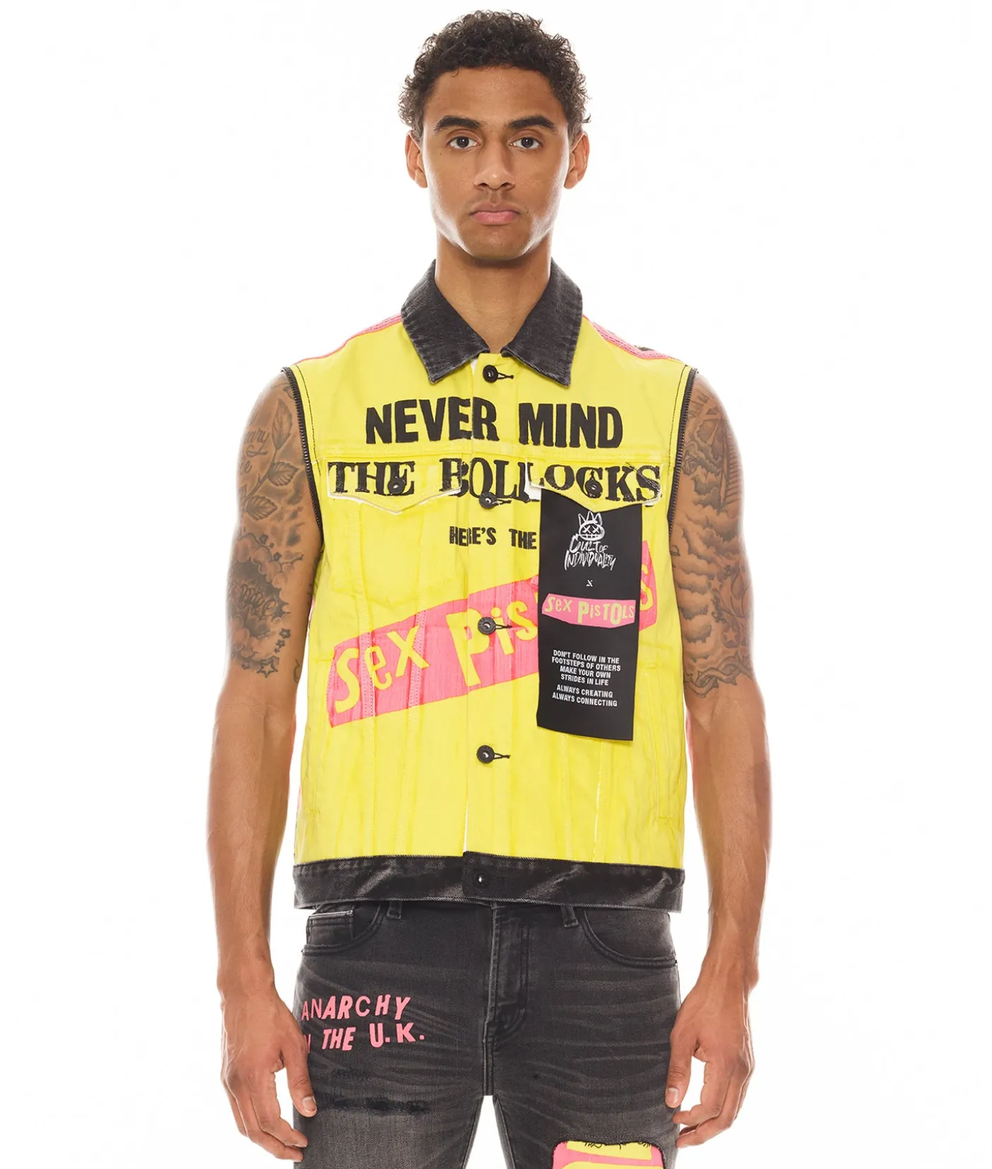 TYPE II JACKET WITH ZIP OFF SLEEVES "SEX PISTOLS" IN BOLLOCKS