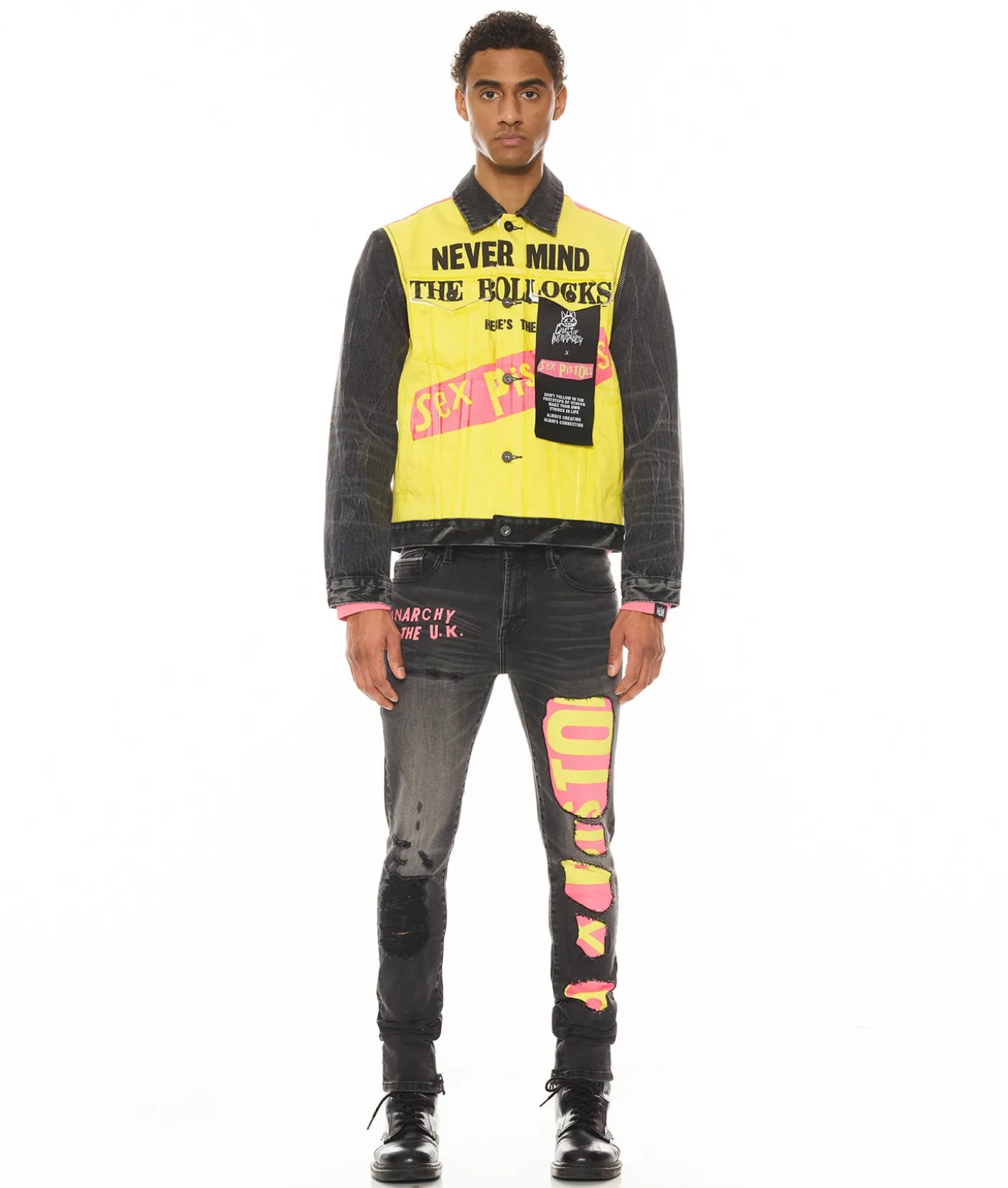 TYPE II JACKET WITH ZIP OFF SLEEVES "SEX PISTOLS" IN BOLLOCKS