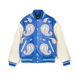 VARSITY PAISLEY JACKET IN ROYAL BLUE