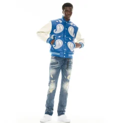 VARSITY PAISLEY JACKET IN ROYAL BLUE