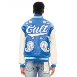 VARSITY PAISLEY JACKET IN ROYAL BLUE