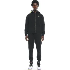 ZIP HOODED SWEATSHIRT IN BLACK